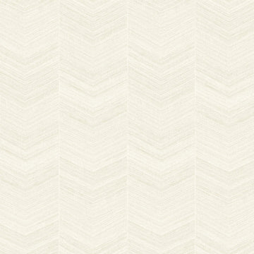 Closeup of a wallpaper showing its Chevron, Cream, Neutrals pattern, color, and subtle texture.