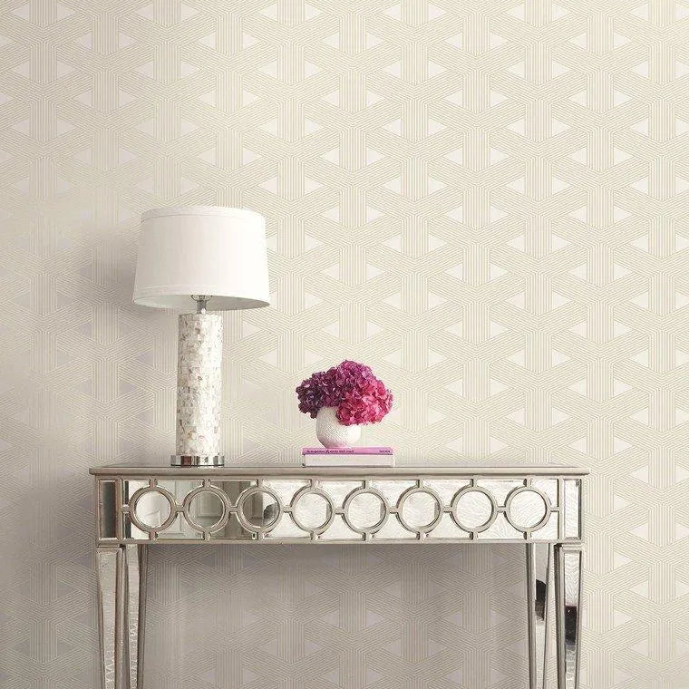 Closeup of a wallpaper showing its Contemporary, Cream, Geometric, Neutrals pattern, color, and subtle texture.