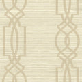 Closeup of a wallpaper showing its Cream, Geometric, Neutrals, Textile, Trellis pattern, color, and subtle texture.