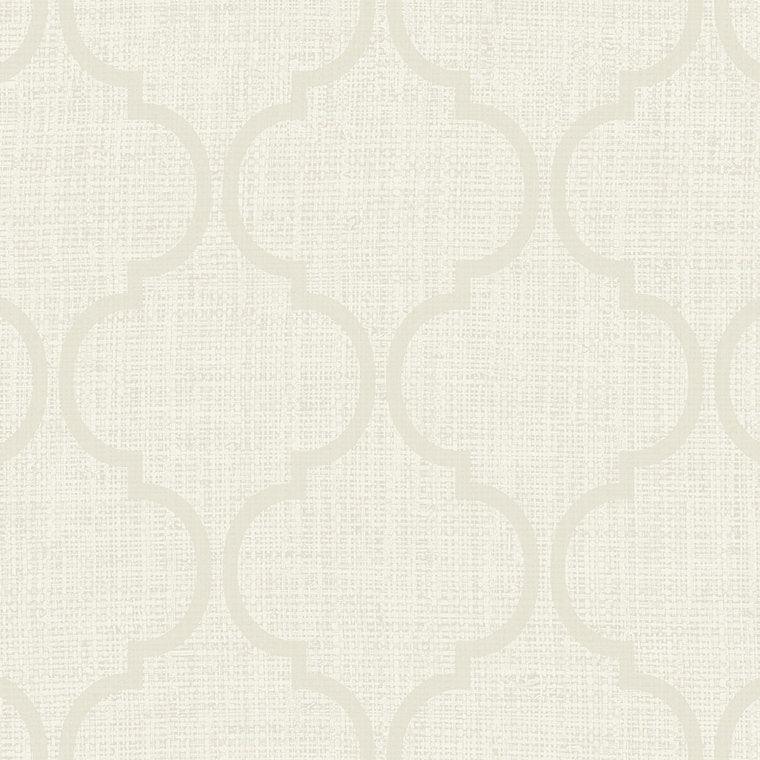 Closeup of a wallpaper showing its Cream, Neutrals, Trellis, Unicolour, Vinyl pattern, color, and subtle texture.