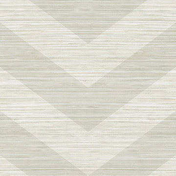 Closeup of a wallpaper showing its Chevron, Neutrals, Vinyl pattern, color, and subtle texture.