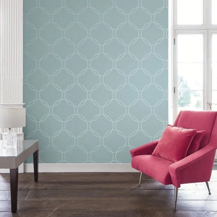 Closeup of a wallpaper showing its Circles, Contemporary, Geometric, Monochrome pattern, color, and subtle texture.