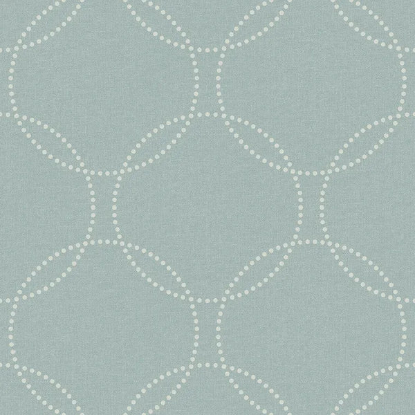 Closeup of a wallpaper showing its Blue, Circles, Contemporary, Geometric pattern, color, and subtle texture.
