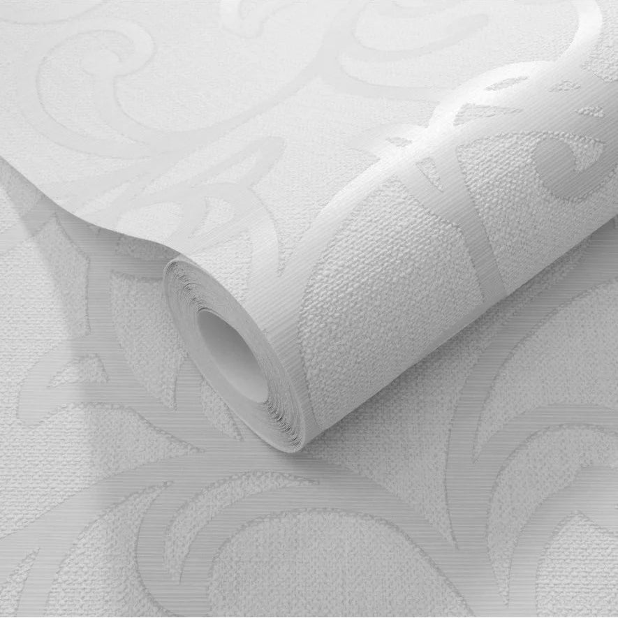 Close-up of Erismann traditional grey wallpaper.