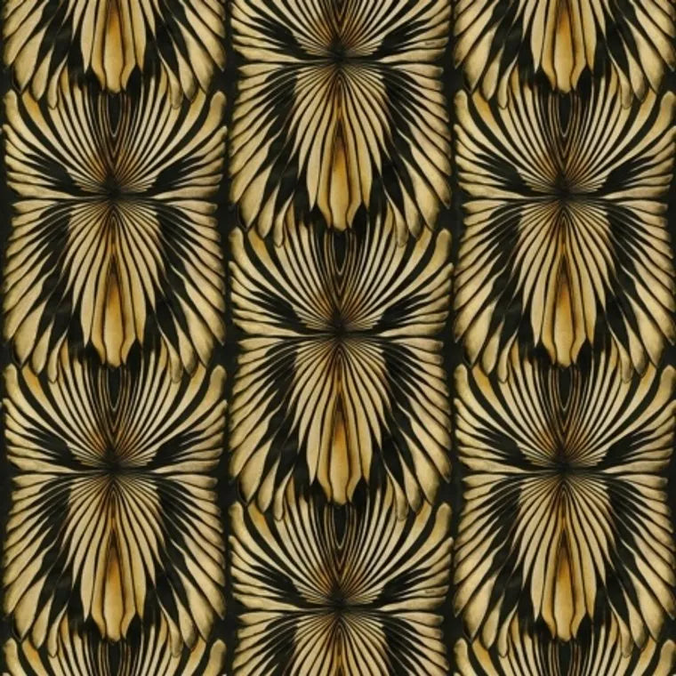 Closeup of a wallpaper showing its Art-Deco, Black, Gold, Luxury, Textures, Vinyl pattern, color, and subtle texture.