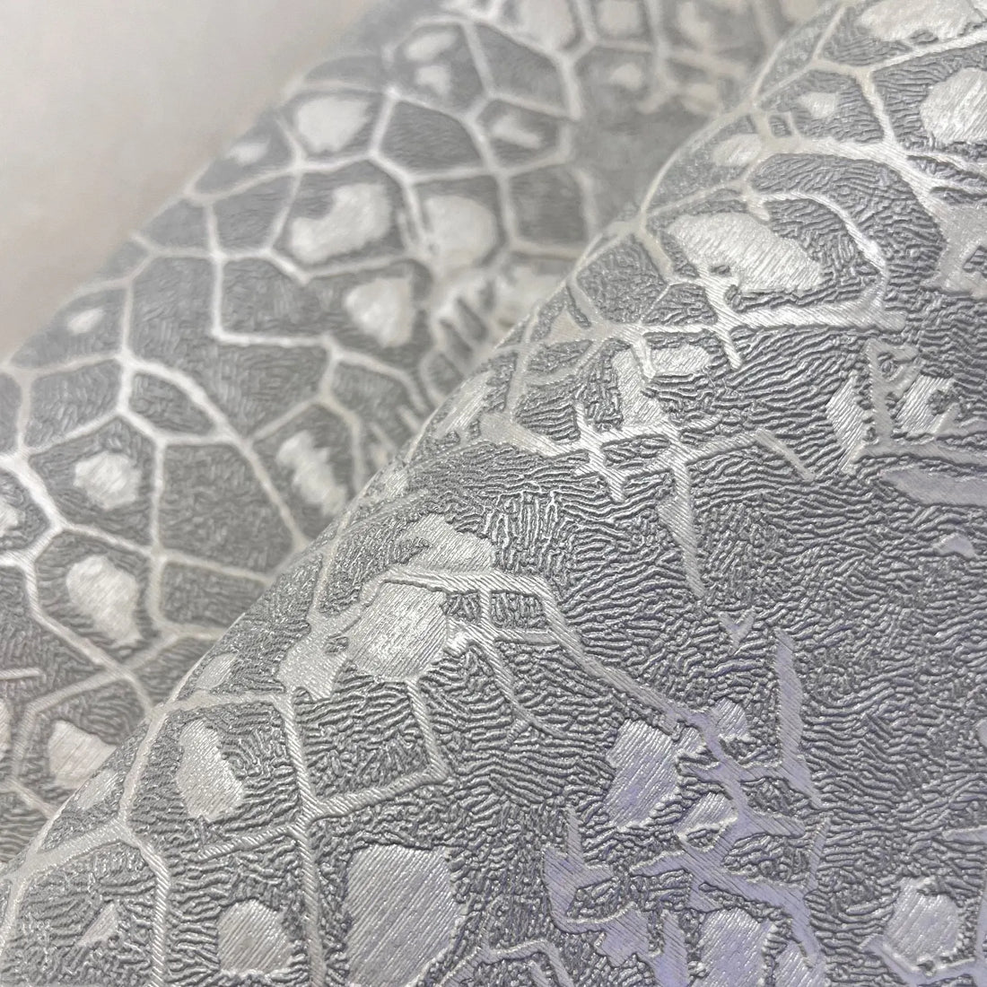 Closeup of a wallpaper showing its Grey, Luxury, Monochrome, Silver, Textures, Vinyl pattern, color, and subtle texture.