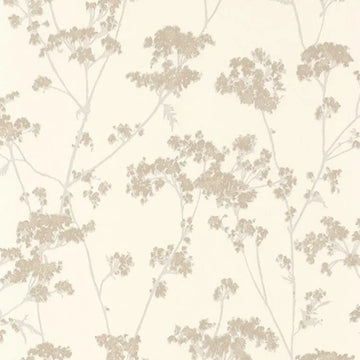 Closeup of a wallpaper showing its Floral, Nature, Neutrals pattern, color, and subtle texture.