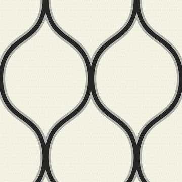 Closeup of a wallpaper showing its Black, Contemporary, Cream, Monochrome, Neutrals pattern, color, and subtle texture.