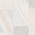 Woven rectangle patches in white and light grey on a cream background