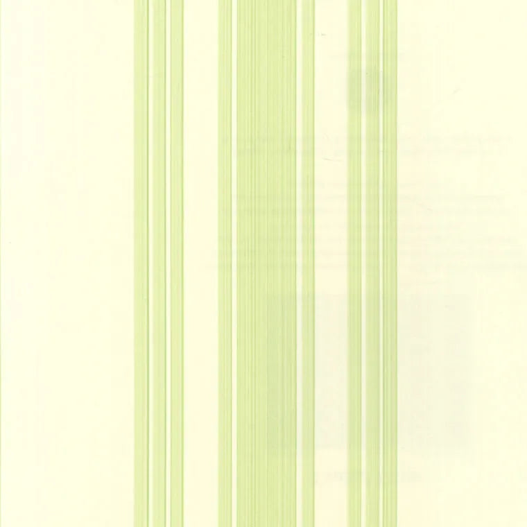 Closeup of a wallpaper showing its Green, Stripes, Two-tone pattern, color, and subtle texture.