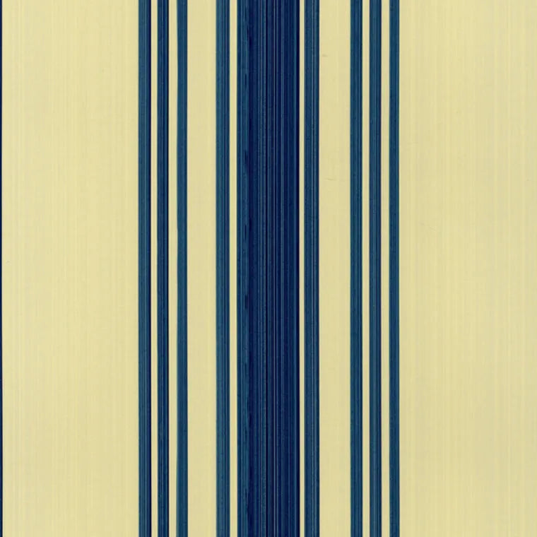 Closeup of a wallpaper showing its Blue, Stripes, Two-tone, Yellow pattern, color, and subtle texture.