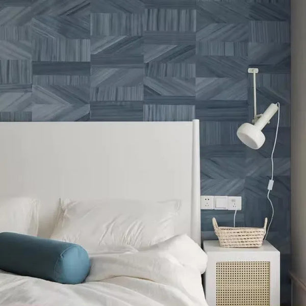 Wallpaper installed in a room showing its full pattern, color