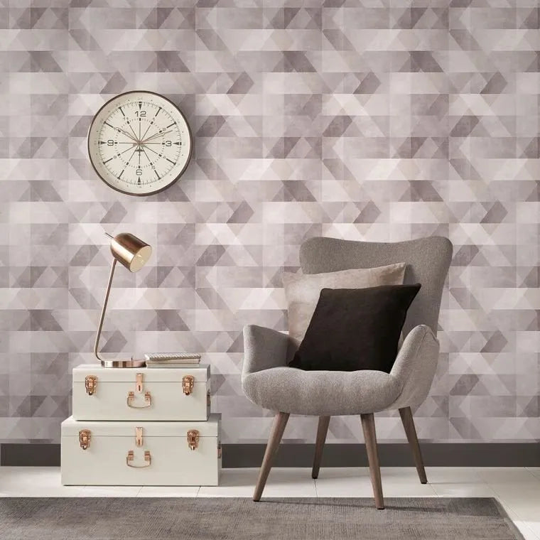 Closeup of a wallpaper showing its Brown, Contemporary, Geometric, Neutrals, Stripes pattern, color, and subtle texture.