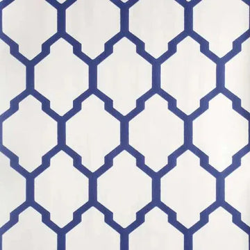 Closeup of a wallpaper showing its Blue, Contemporary, Geometric, Trellis, Two-tone pattern, color, and subtle texture.