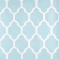 Closeup of a wallpaper showing its Blue, Contemporary, Geometric, Trellis, Two-tone pattern, color, and subtle texture.