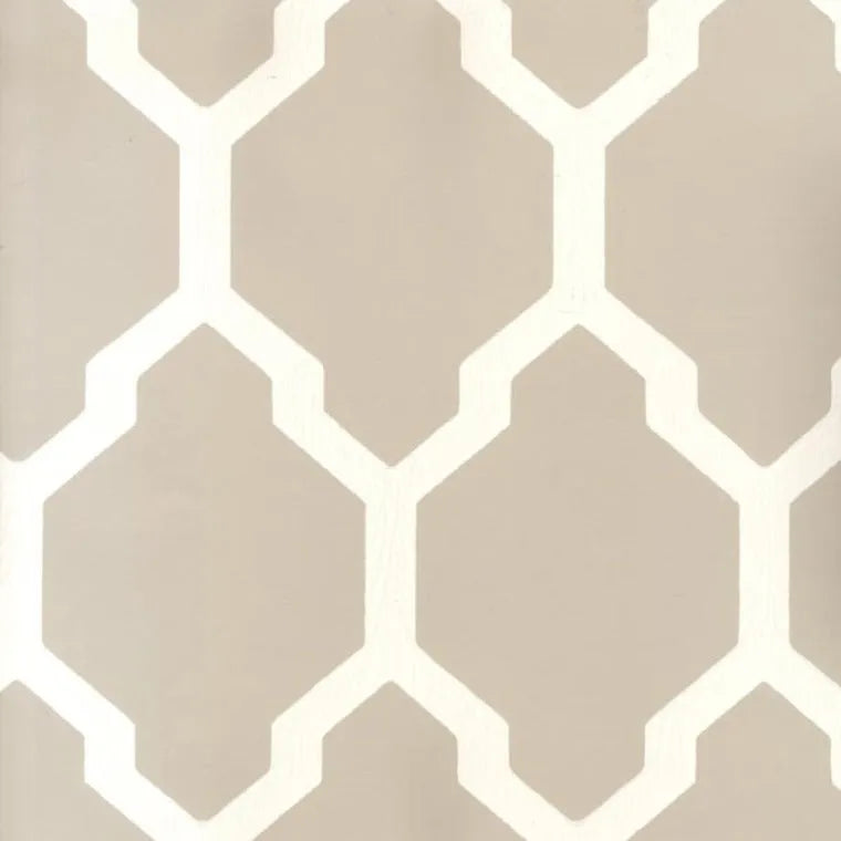 Closeup of a wallpaper showing its Contemporary, Trellis, Two-tone pattern, color, and subtle texture.