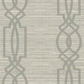 Closeup of a wallpaper showing its Geometric, Textile, Trellis, Two-tone pattern, color, and subtle texture.