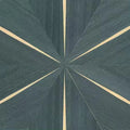 Closeup of a wallpaper showing its Geometric, Green, Wood-veneer pattern, color, and subtle texture.