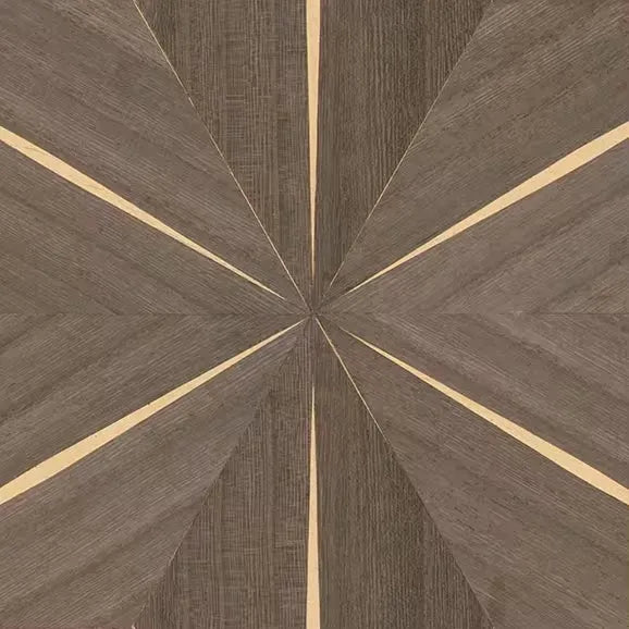 Closeup of a wallpaper showing its Brown, Geometric, Wood-veneer pattern, color, and subtle texture.