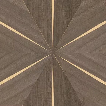 Closeup of a wallpaper showing its Brown, Geometric, Wood-veneer pattern, color, and subtle texture.