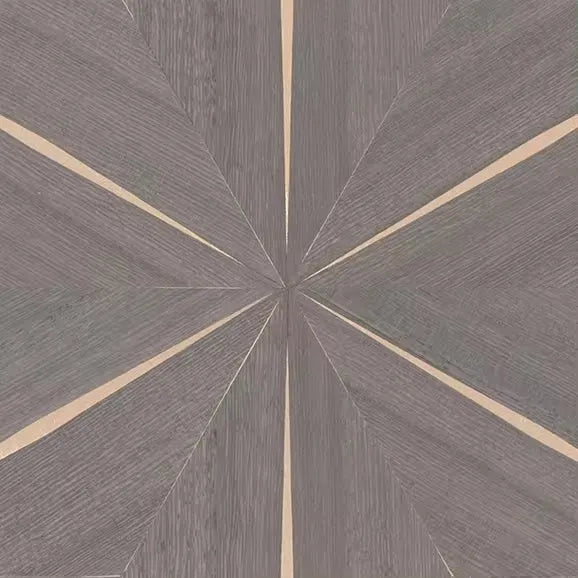 Closeup of a wallpaper showing its Brown, Geometric, Wood-veneer pattern, color, and subtle texture.