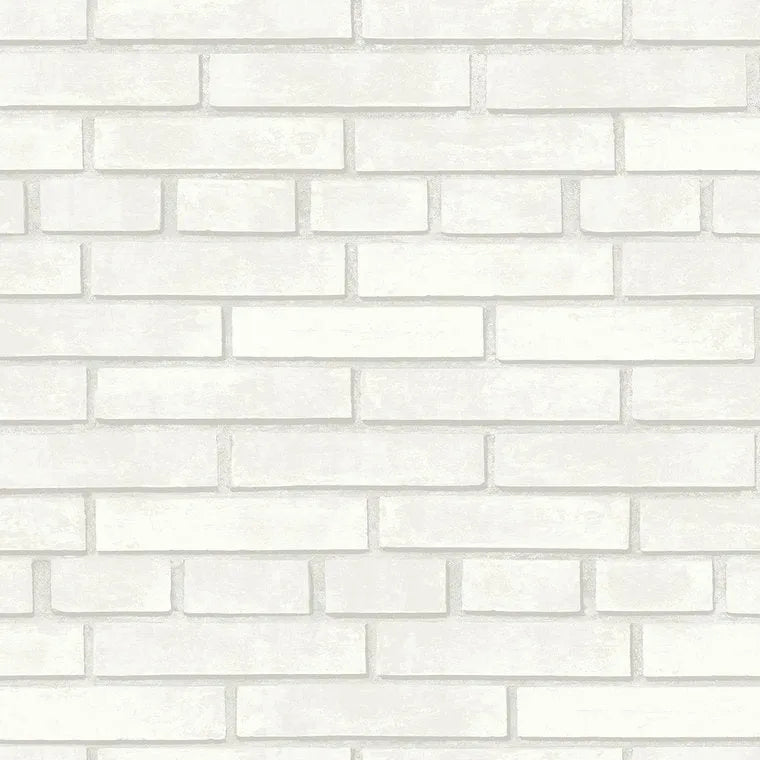 Closeup of a wallpaper showing its Brick, Contemporary, Geometric, Monochrome pattern, color, and subtle texture.