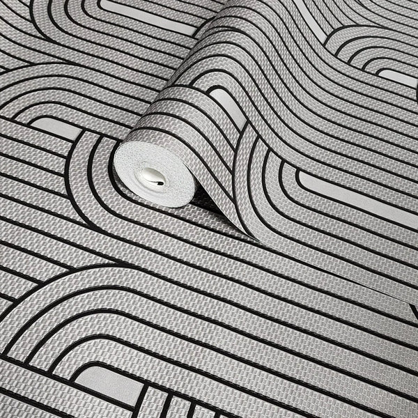 Roll of wallpaper with wavy pattern