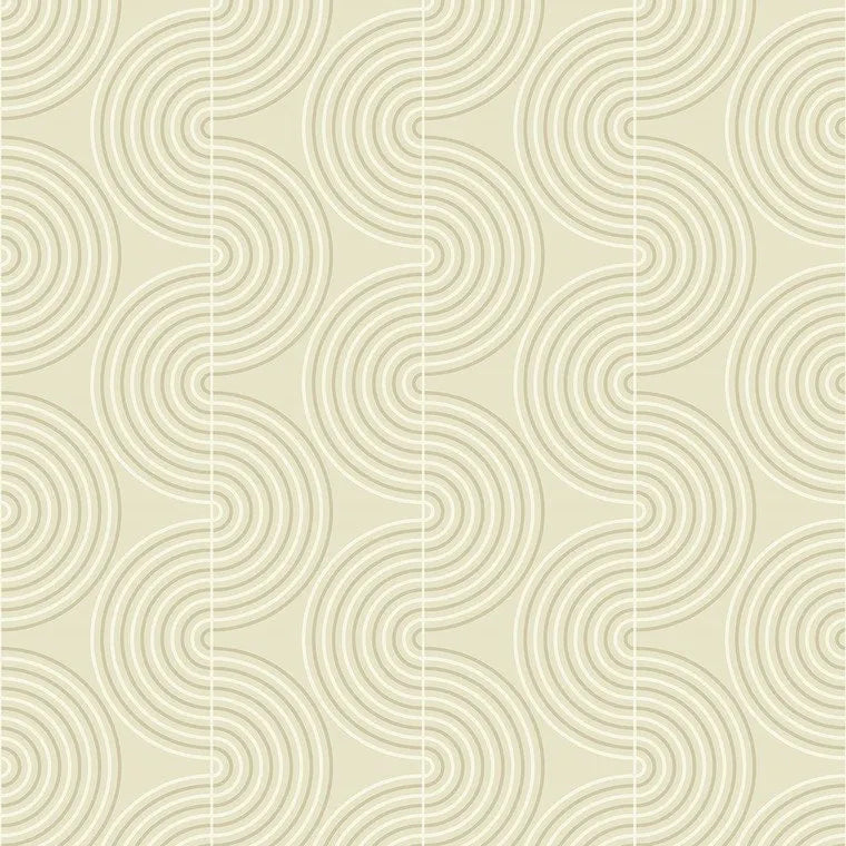 Closeup of a wallpaper showing its Contemporary, Cream, Neutrals, Unicolour, Waves pattern, color, and subtle texture.