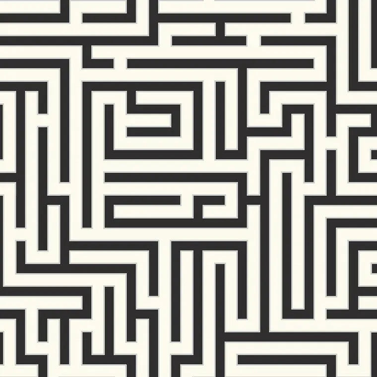 Closeup of a wallpaper showing its Geometric, Greek, Monochrome pattern, color, and subtle texture.