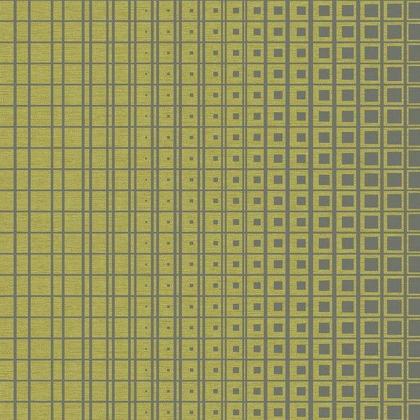 Closeup of a wallpaper showing its Contemporary, Geometric, Green, Two-tone pattern, color, and subtle texture.