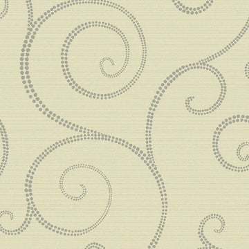 Closeup of a wallpaper showing its Neutrals, Waves pattern, color, and subtle texture.