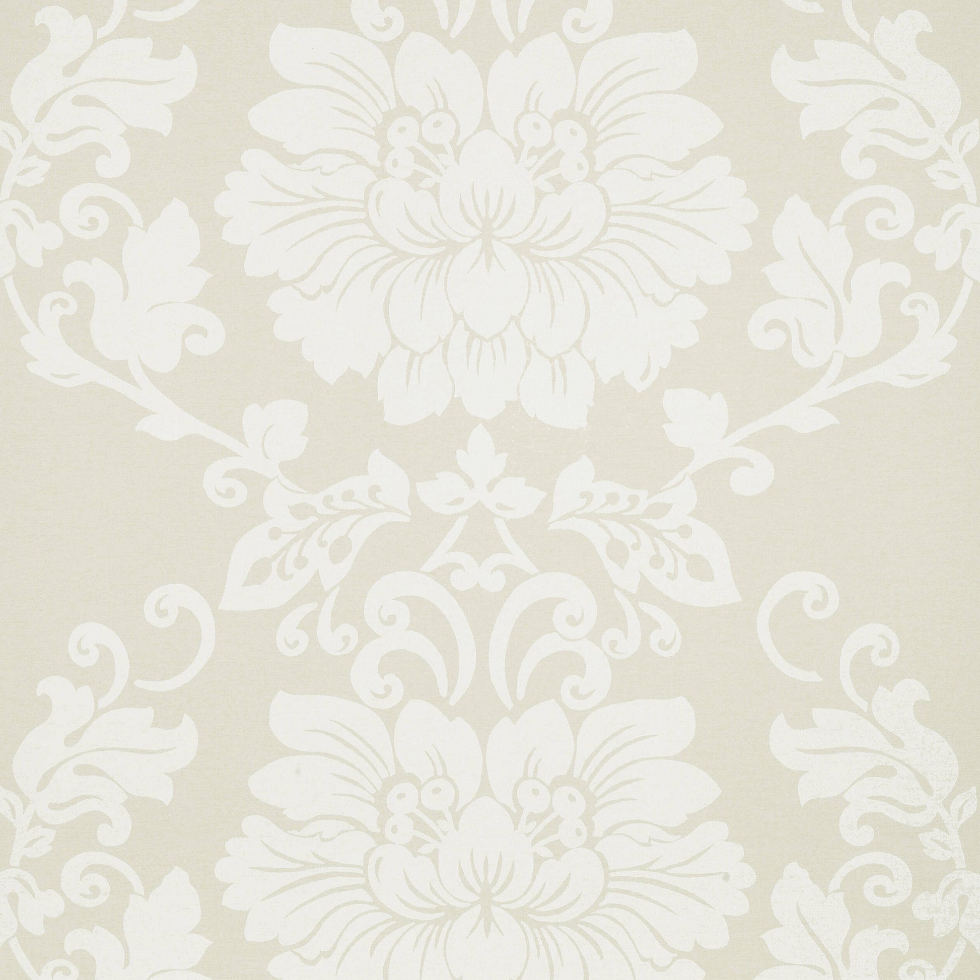 Anna French St. Germain Beige AT1460 damask wallpaper in warm beige and white