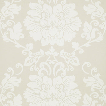 Anna French St. Germain Beige AT1460 damask wallpaper in warm beige and white