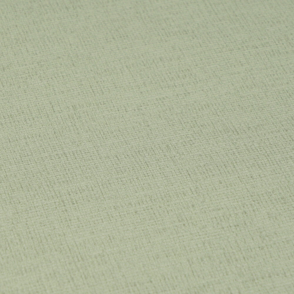 AS Creation Cosiness 792431 close up of light green wallpaper showing a fine woven crosshatch texture.