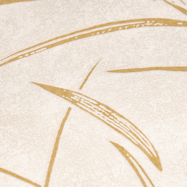 AS Creation Cosiness 792823 close up of wallpaper with Brown and Cream tones and Metallic accents, featuring sweeping abstract curved lines.
