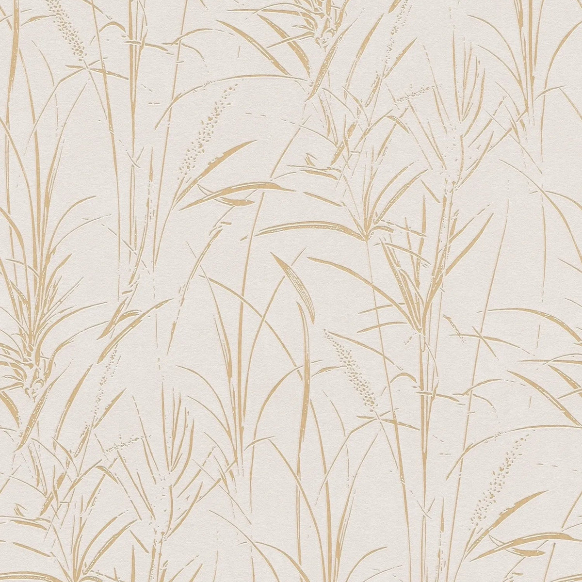 AS Creation Cosiness 792823 botanical grass wallpaper in brown, cream, and metallic on a smooth matte ground with a slight glossy highlight