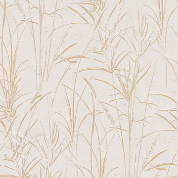 AS Creation Cosiness 792823 botanical grass wallpaper in brown, cream, and metallic on a smooth matte ground with a slight glossy highlight
