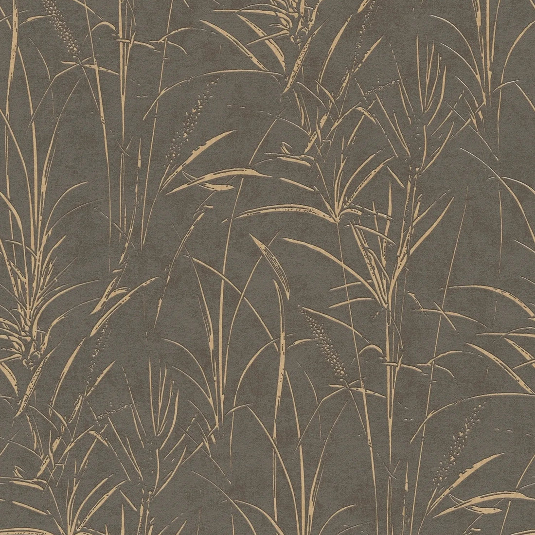 AS Creation Cosiness 792825 brown and grey botanical grass wallpaper with subtle metallic highlights on a smooth ground