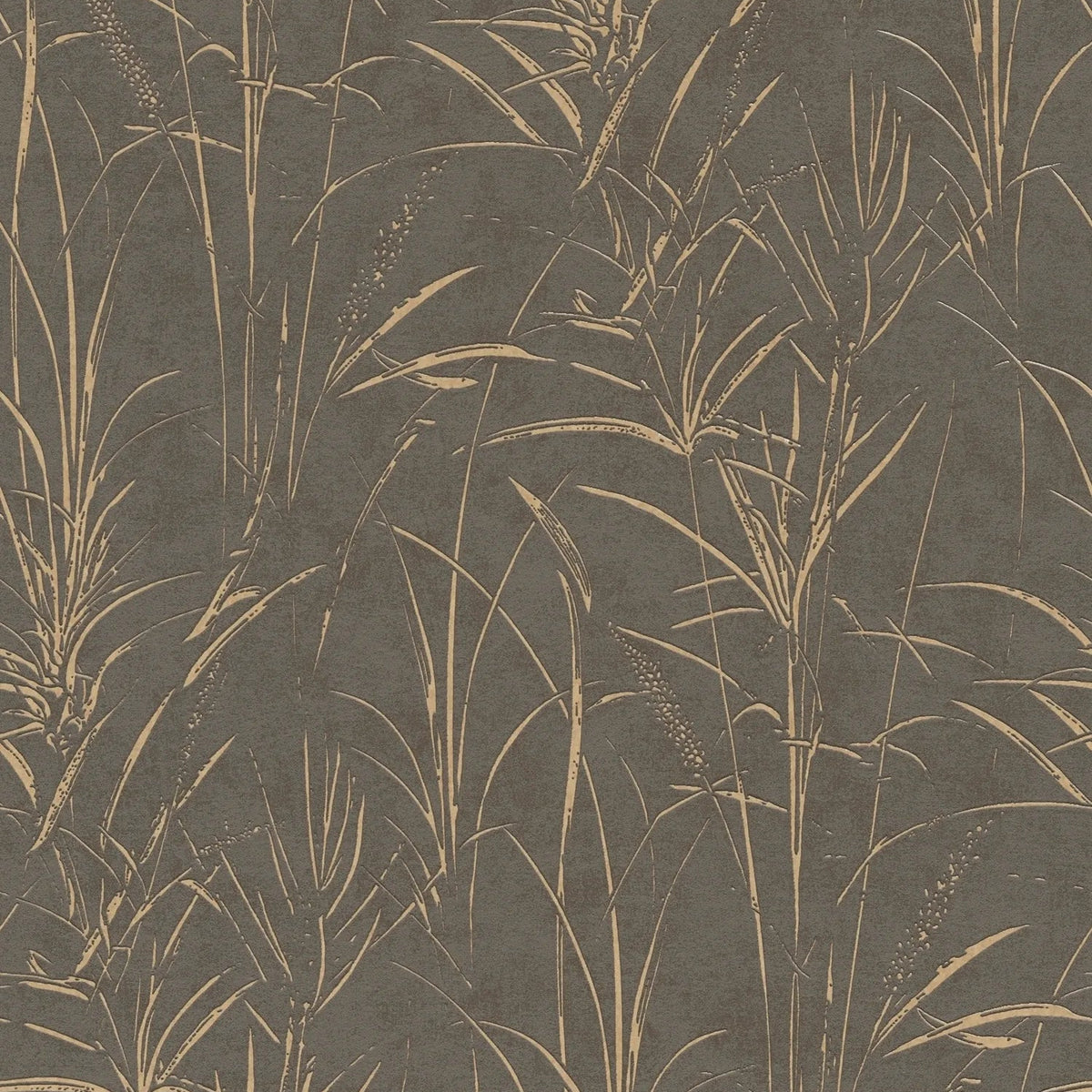 AS Creation Cosiness 792825 brown and grey botanical grass wallpaper with subtle metallic highlights on a smooth ground