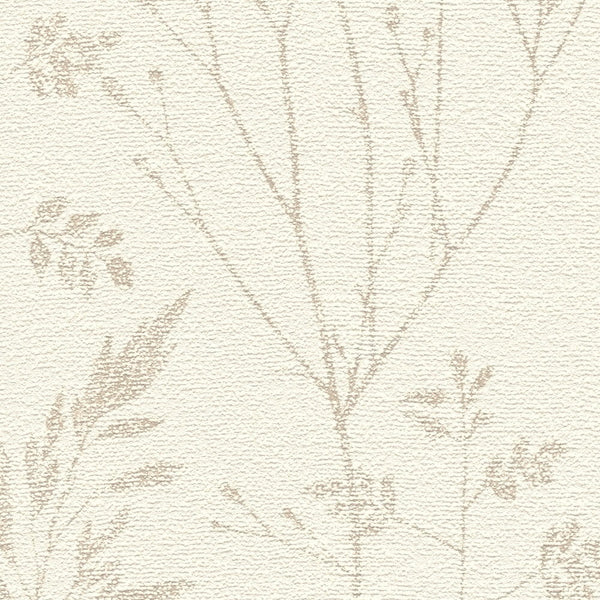 AS Creation Cosiness 792831 close up of textured wallpaper with Beige and Brown botanical grass silhouettes.