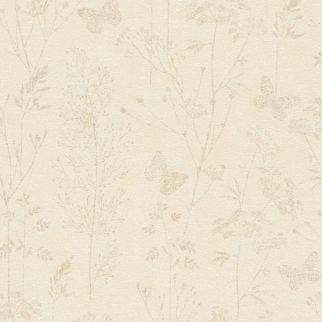 AS Creation Cosiness 792832 wallpaper with delicate beige leafy and butterfly motif on a matte slightly structured background