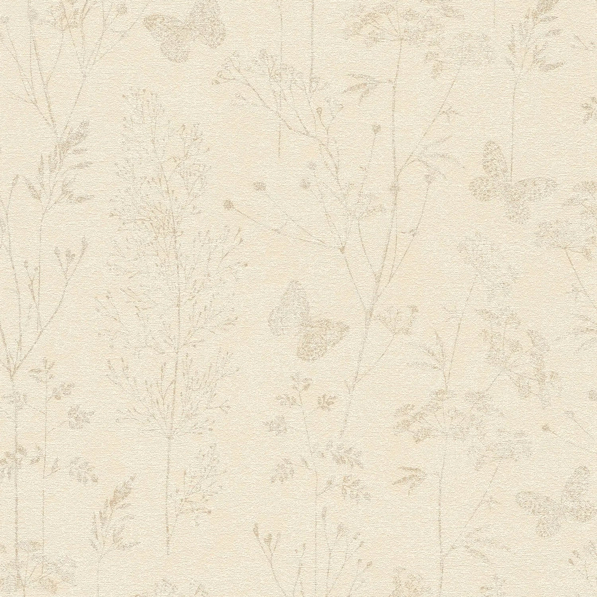 AS Creation Cosiness 792832 wallpaper with delicate beige leafy and butterfly motif on a matte slightly structured background