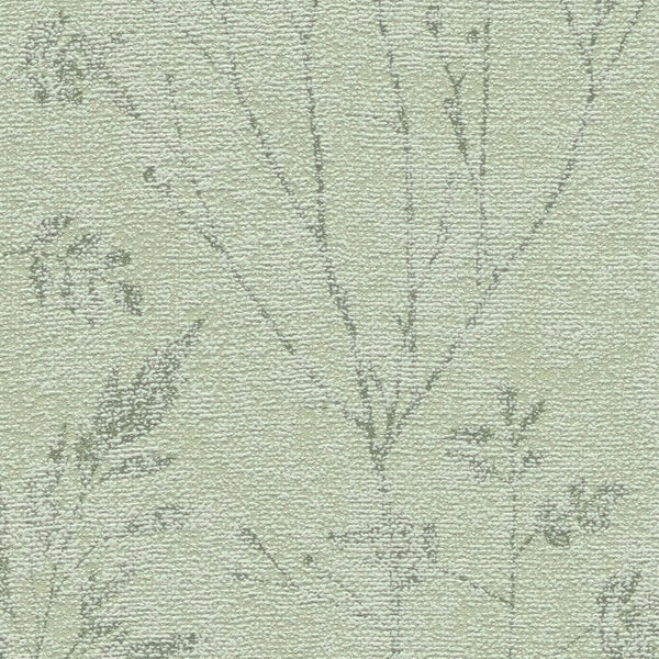 AS Creation Cosiness 792833 close up of textured wallpaper showing delicate botanical stems and grasses in Beige and Brown.