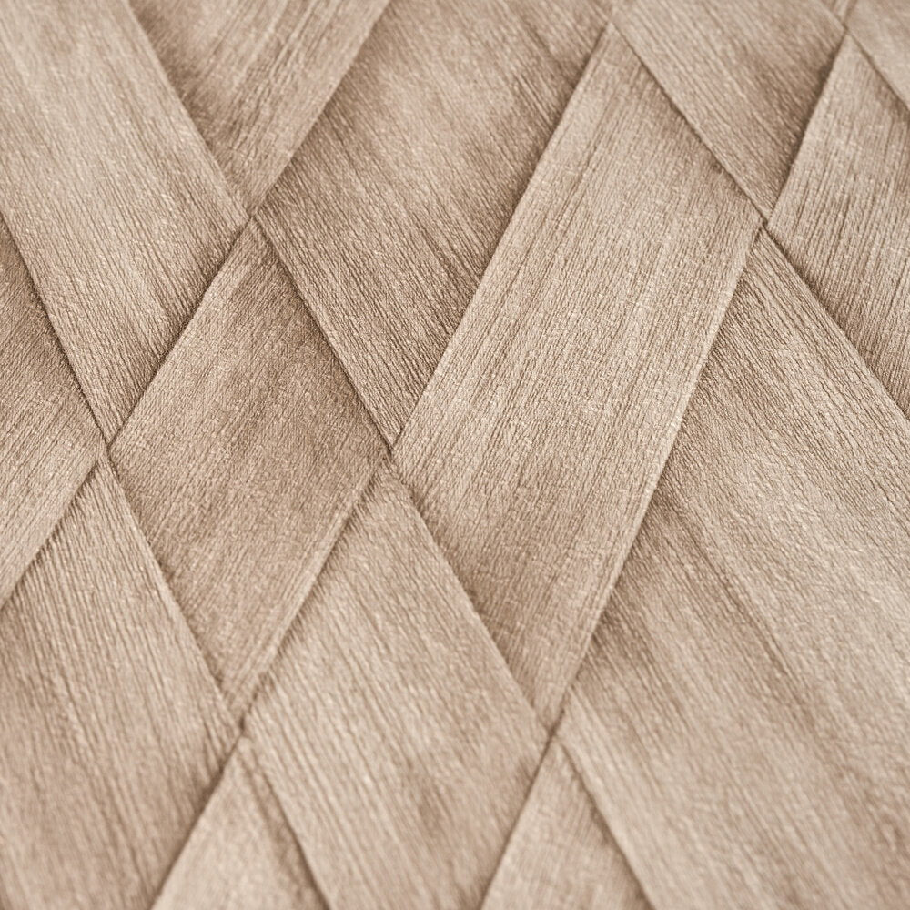 AS Creation Cosiness 793131 close up of wallpaper with a textured diagonal woven diamond pattern in Beige, Brown, Cream.