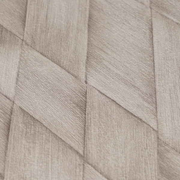 AS Creation Cosiness 793135 close up of geometric wallpaper showing angled herringbone style blocks in Brown, Grey.