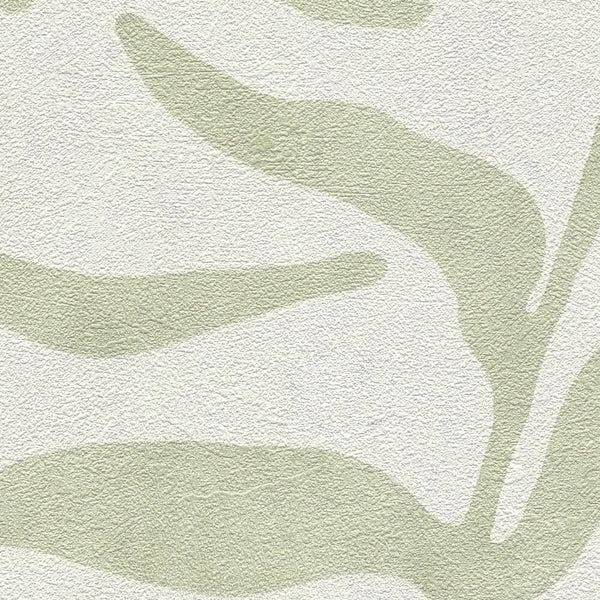 AS Creation Cosiness 793142 close up of Green abstract organic shapes on textured wallpaper.