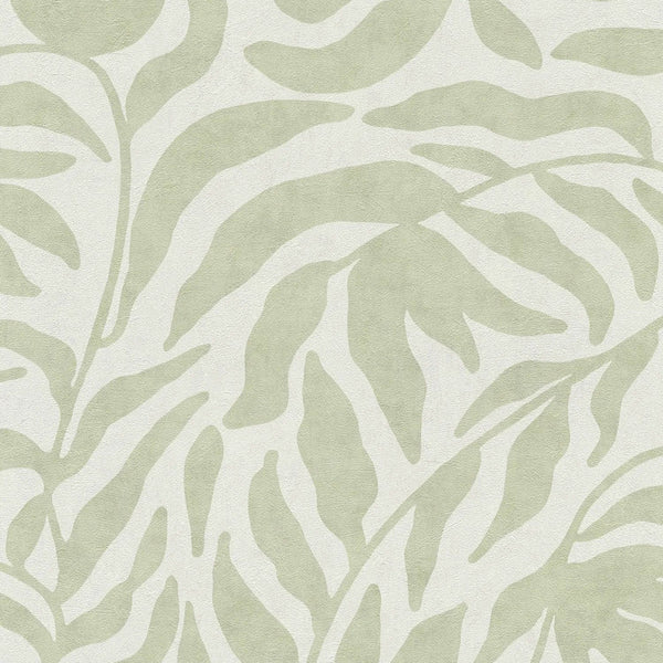 AS Creation Cosiness 793142 green leafy botanical wallpaper with a matte slightly structured finish