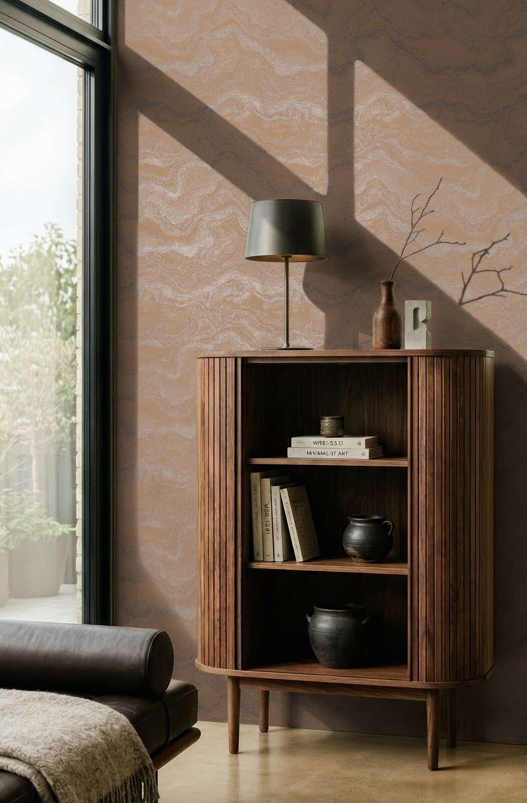 AS Creation Cosiness 793162 brown metallic abstract stone effect wallpaper with a structured glossy surface