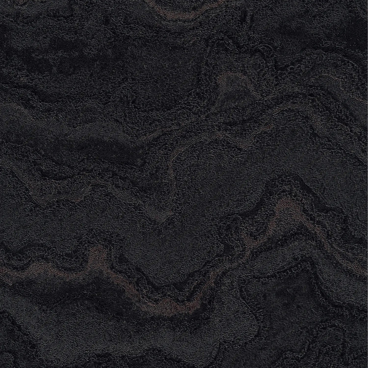 AS Creation Cosiness 793163 black abstract stone effect wallpaper with structured glossy texture.