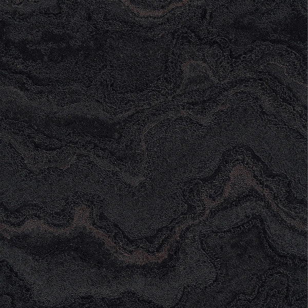 AS Creation Cosiness 793163 black abstract stone effect wallpaper with structured glossy texture.